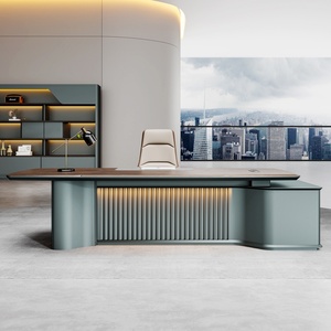 Directly Supplied ML Brand Modern Luxury Brown MDF Modular <b>Office</b> Desk Writing <b>Table</b> Set 3-Year Warranty Boss CEO Manager Home - Product Image 2