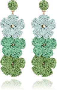 Pendientes de Rafia Tejidos Hechos a Mano, Aretes de Flores Largas, Estilo Trinary, Joyería para Mujer, Playa - Product Image 3