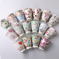 Vente en gros de vaisselle en porcelaine fine européenne de 300 ml, de haute qualité, à motifs floraux, écologique, sans BPA, sans danger pour les aliments, compatible lave-vaisselle, logo personnalisé