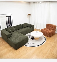 Juego de muebles de sofá de tela barato pequeño de compresión al vacío en forma de L