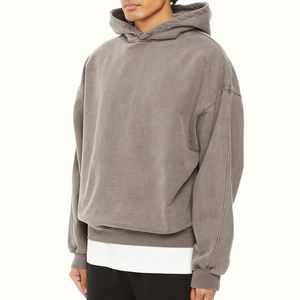 Hombres 100% logotipo personalizado en blanco gota hombro sudaderas con capucha jersey de gran tamaño Sudadera con capucha de peso pesado para los hombres francés Terry sudaderas con capucha - Product Image 5