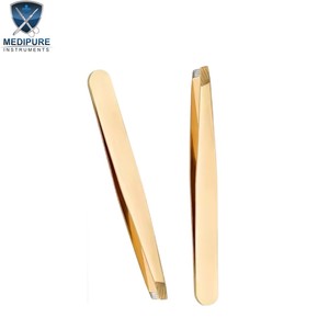 Pinces à épiler professionnelles pour les sourcils en acier inoxydable, pointues, inclinées, plates, à angle, instruments de beauté - Product Image 4