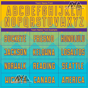 Uniforme de football unisexe à sublimation personnalisée Jersey Lake Blue Gold-Purple Service OEM pour adultes - Product Image 5