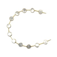 Perlas Naturales Blancas Brillantes de Madreperla de 8-10 mm, Bisel de Plata de Ley 925, Bañadas en Oro de 18K, Perforadas en el Centro, 12 Perlas, Ecológicas