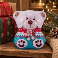 Vente en gros de boîte en fer blanc fantaisie spéciale boîte métallique vide en conception d'ours en peluche pour emballage de biscuits bonbons truffes chocolats