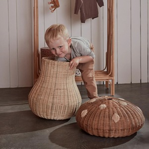 Panier à linge artisanal pour enfants, panier à linge, conteneur, décoration de chambre d'enfant, paniers en rotin naturel en forme de champignon - Product Image 4
