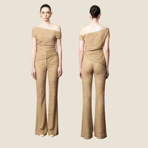 2025 nuevo diseño Pantalones de mujer NADIA pantalones acampanados pierna recta 90% algodón, 10% poliéster ropa de mujer elegante marca de lujo - Product Image 1