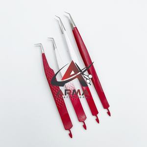 Pinzas para extensión de pestañas de acero inoxidable de 90 grados, polvo rojo recubierto con punta puntiaguda para un buen abanico, modelado privado de cejas - Product Image 2