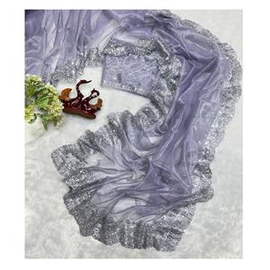 Séquence de mariée ethnique indienne et travail de broderie avec tissu net doux Premium exclusif Saree adultes mariages superbe à la mode - Product Image 1