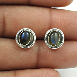 Nouvelle Arrivée Labradorite Pierres Précieuses Boucles D'oreilles En Argent Sterling 925 Naturel Ovale Coupe Goujons Pour Femme Bijoux Faits À La Main Inde - Product Image 2