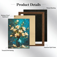 Peinture à l'huile florale texturée peinte à la main, style américain, sur toile, art mural, personnalisée OEM, moderne, en promotion