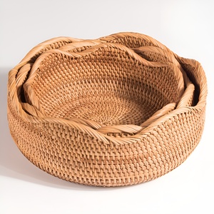 Panier de rangement en rotin à bords ondulés, paniers gigognes, décoration de table à manger, organisateur au prix le plus bas - Product Image 2