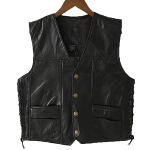 Gilet en cuir pleine fleur véritable personnalisé gilet de moto pour hommes gilet en cuir de bonne qualité de Offre Spéciale d'usine à vendre - Product Image 6
