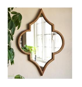 Marco de espejo de pared de madera hecho a mano con patrones de incrustaciones florales y esquinas ornamentadas diseñadas para casas de estilo indio o marroquí - Product Image 6