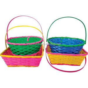 Panier de rangement de Pâques en bambou naturel vert et rouge, artisanal et éco-responsable, fabriqué sur mesure par Sisu Handicraft - Product Image 3