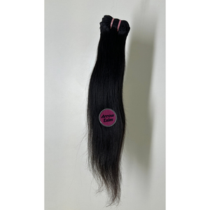 Extensions de cheveux humains lisses vierges Remy 100g, double trame machine, provenance Inde, donneur unique, noir naturel - Product Image 1