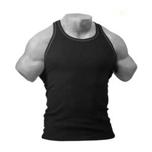 2025 nueva llegada camiseta sin mangas para hombre hecha a medida sin mangas y cuello transpirable de punto estilo informal al por mayor de Pakistán - Product Image 4