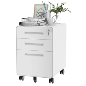 Office Under <b>Desk</b> Steel Round Corner <b>Drawer</b> Cabinet <b>with</b> Pulleys Metal Mobile File Storage Cabinet - Product Image 5