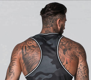 Débardeur en coton à imprimé camouflage pour hommes, gilet de gymnastique, maillot de fitness, entraînement musculaire, musculation, vente en gros sur mesure - Product Image 5