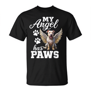 T-Shirt Promozionale Personalizzabile con Ali d'Angelo per Cani Pitbull, Design Commemorativo per Amanti dei Cani - Product Image 2