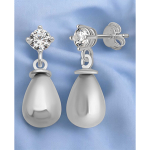 New arrival 925 STERLING <b>SILVER</b> 4 MM WHITE ZIRCON STONE DROP WHITE SHELL <b>PEARL</b> STUD <b>EARRINGS</b> From Turkey - Product Image 5