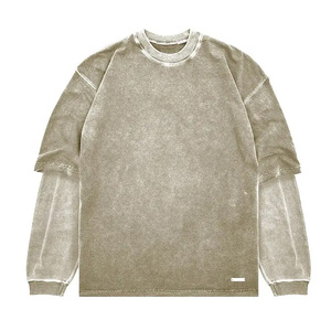 Double Layer Sleeves Cotton Washed Winter Sweatshirts for Woman Breathable Full Sleeve Length <b>Fleece</b> Sweatshirts for <b>men</b> - Product Image 4