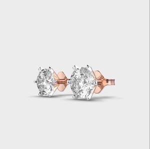 IGI Certified Round Brilliant Lab Grown Diamond Stud <b>Earrings</b> 14K Rose / Yellow / White Gold 6 Prong Solitaire Diamond <b>Earrings</b> - Product Image 2