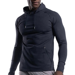 Personalizado hombres gimnasio Fitness Nylon Spandex secado rápido Skinny Hoodies ropa de gimnasio hombres sudaderas con capucha y sudaderas - Product Image 4