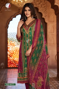 Seda rusa de primera calidad con estampado y trabajo manual Kurti Set Fabricante y proveedor de Surat a precio barato - Product Image 6