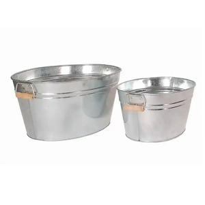 Lot de 2 jardinières galvanisées avec poignée en corde Jardinière de fleurs faite à la main d'excellente qualité pour décoration intérieure et extérieure - Product Image 3