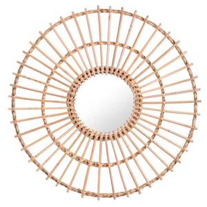 Espejo de pared de ratán enrollado redondo, decoración de pared de espejo de ratán, decoración Bohemia Vintage, decoración de pared Natural Bohemia, espejo de sol hecho a mano - Product Image 5