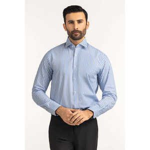 Chemises habillées modernes anti-plis pour hommes FS-STR25-253 en popeline rayée décontractée, tailles XL et 3XL pour le printemps - Product Image 5