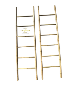 Meilleur choix : échelle droite en bambou naturel durable, 7 marches, capacité de charge de 90 kg, hauteur extensible de 8 pieds, livraison rapide, stockage au Vietnam - Product Image 1