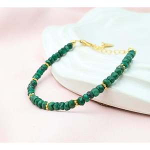 18K Gold Filled Emerald Corundum Heart-Shaped <b>Bracelet</b> - Product Image 3