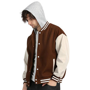 Chaquetas de béisbol de lana con estilo más vendidas para hombres Varsity Winter Wear con capucha extraíble y cuello alto - Product Image 3