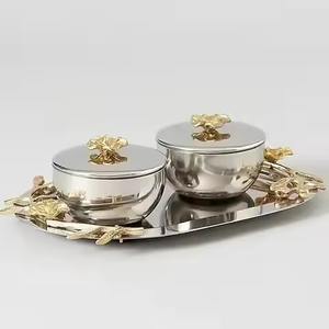 Bandeja de Aluminio Pulido Hecha a Mano para Servir Dátiles, con Tapa, Moderna, para Fiestas Islámicas, Mesa Árabe, Apta para Microondas - Product Image 2