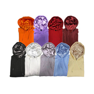 Sweat-shirt à capuche doublé en Satin de soie solide pour hommes et femmes - Product Image 1