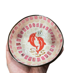 Cuencos llamativos para servir, cuenco de coco con fregona incrustada para servir comida, ensalada, helado hecho por artesanos expertos de Vietnam - Product Image 6