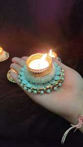 Bougeoir de décoration de table Bougeoir artisanal indien, bougeoir à bougie chauffe-plat en métal Décor de Noël - Product Image 4