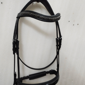 Bride rembourrée en cuir anatomique durable avec pierre de couleur noire et bride de dressage avec rênes Web disponible à bas prix... - Product Image 1