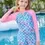 Maillot de bain une pièce à manches longues en tissu tricoté pour filles, vêtements de plage pour enfants - Product Image 4