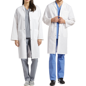 Bata de laboratorio de algodón blanco para hombres y mujeres con botones de higiene y bolsillos Bata de Medicina de manga larga para uso hospitalario - Product Image 4