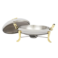 Calentador de Comida para Buffet de Boda con Diseño Árabe, Plato para Calentar de Acero Inoxidable Decorativo con Asas de Diseño, con Diseño Vintage
