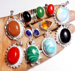 Impressionnant fait à la main en argent Sterling naturel multicolore gemme 8 à 15mm mélange forme lunette ensemble pour ensemble de bijoux de mode et cadeau d'anniversaire - Product Image 4