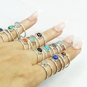 Top qualité solide 925 argent Sterling plaqué ovale lunette réglage à la main femmes en vrac bague bijoux bahamiens fournisseurs de gros - Product Image 5