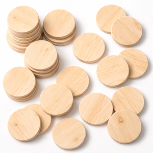 Bases de Madera de Pino Sin Terminar al por Mayor, Redondas y Cuadradas, Piezas de Madera Natural en Bruto para Manualidades, Fabricación y Decoración DIY - Product Image 1