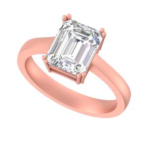 แหวนหมั้นโรสโกลด์14K แบบกำหนดเอง | แหวนเพชรเดี่ยวที่ปลูกในห้องปฏิบัติการตัดมรกต | ได้รับการรับรอง GIA/IGI - Product Image 6