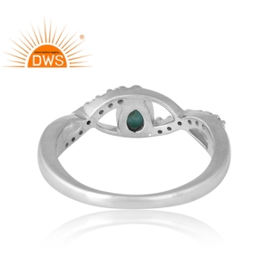 Anillo de piedras preciosas de topacio blanco y turquesa natural Chapado en paladio de plata esterlina superventas, fabricante de joyería personalizada - Product Image 2