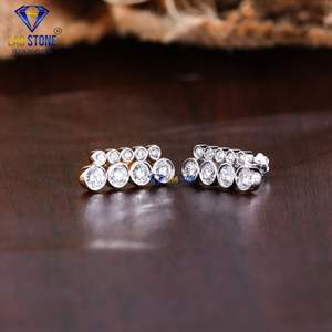 0,94 TDW Diamante de corte redondo Blanco/Pendiente de oro rosa por Labstone/Pendiente de diamante fabuloso/Color DE LA EF-VS - Product Image 2