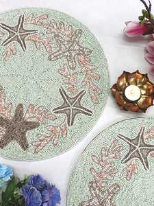 แผ่นรองจานประดับลูกปัด งานแฮนด์เมดสุดหรู สำหรับตกแต่งโต๊ะอาหารในวันหยุด ดีไซน์ปรับแต่งได้ ทนทาน กันลื่น งานฝีมือ MS ชิ้นงานที่ไม่เหมือนใคร - Product Image 5